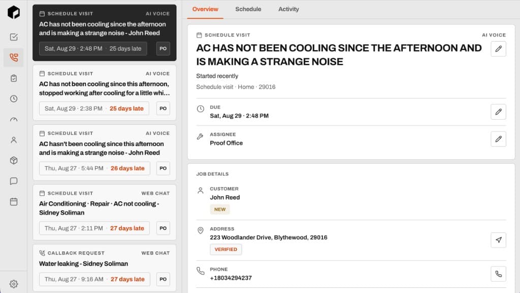 Prowerk on the web: job list and the open job for John Reed